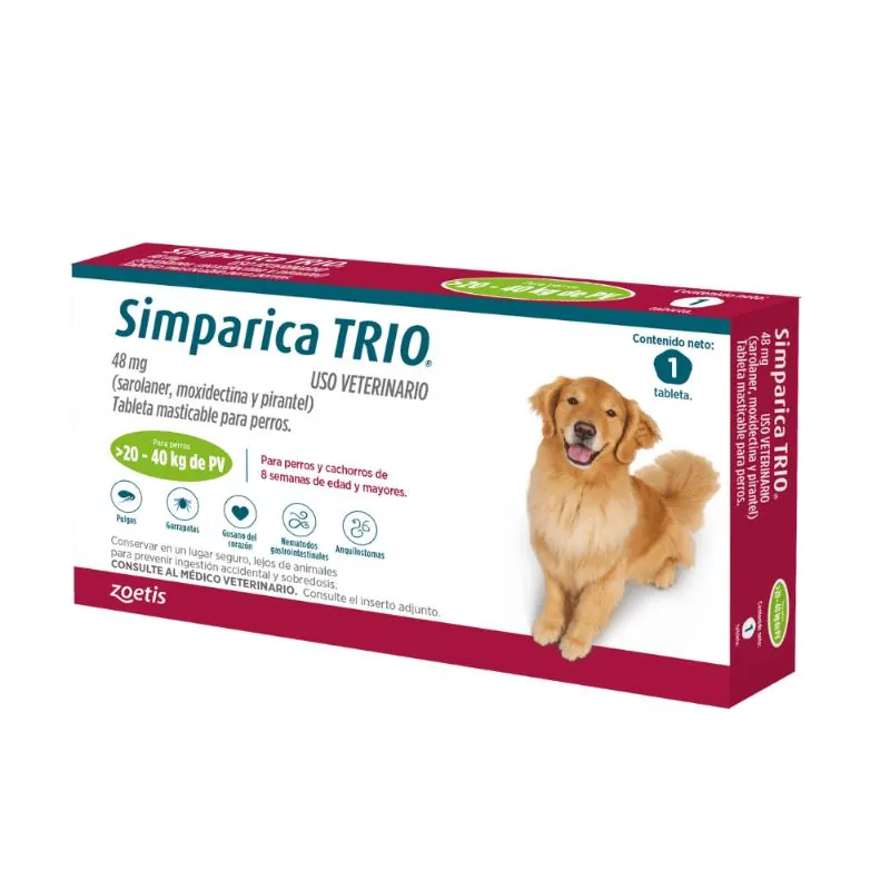 Simparica - TRIO Perros De 20 Hasta 40Kg 1 tab