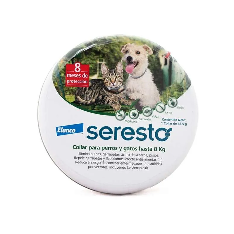 Seresto - Collar Antipulgas y Garrapatas Perro y Gatos hasta 8kg