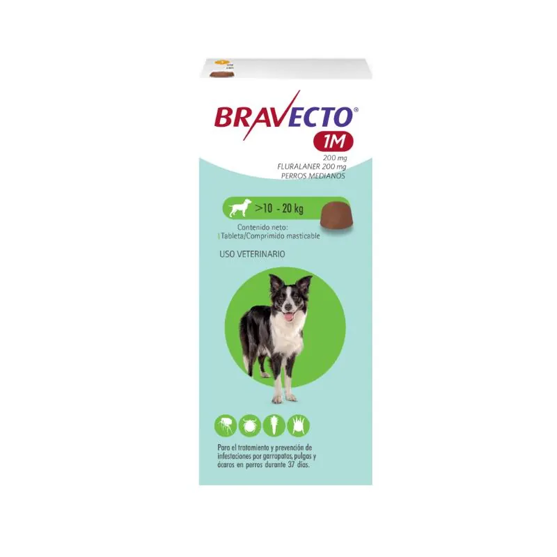 Bravecto 37 Días - Tableta Antipulgas Perros de 10 a 20 KG