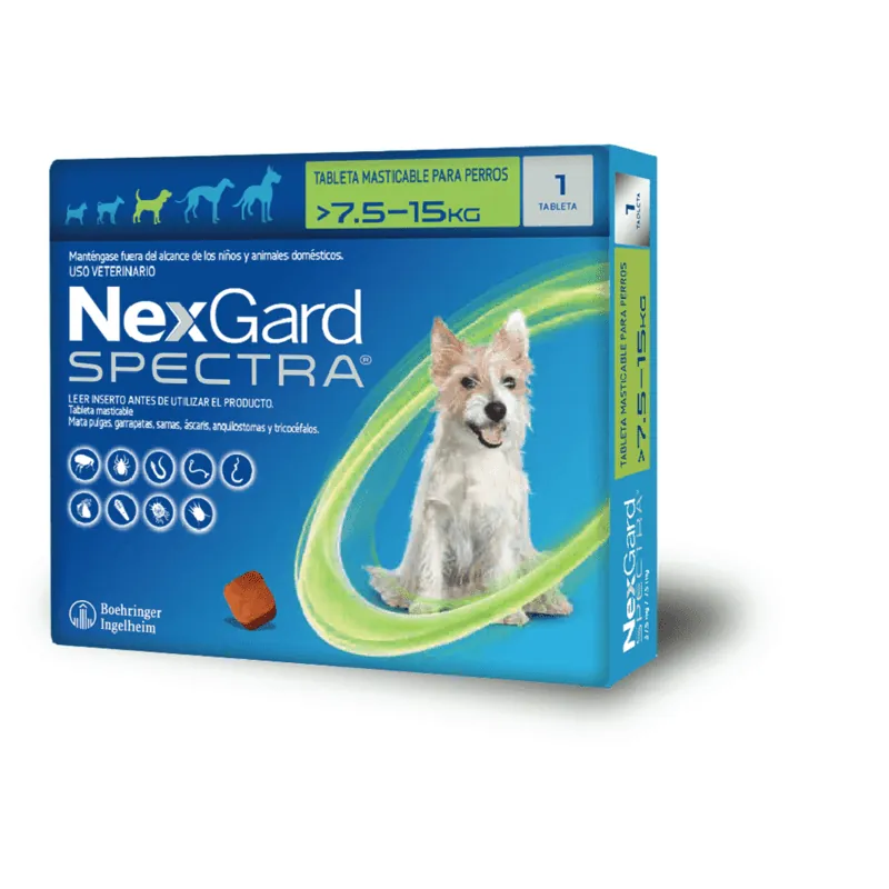 NexGard Spectra - Tableta Masticable para Perros 7.6 - 15 KG
