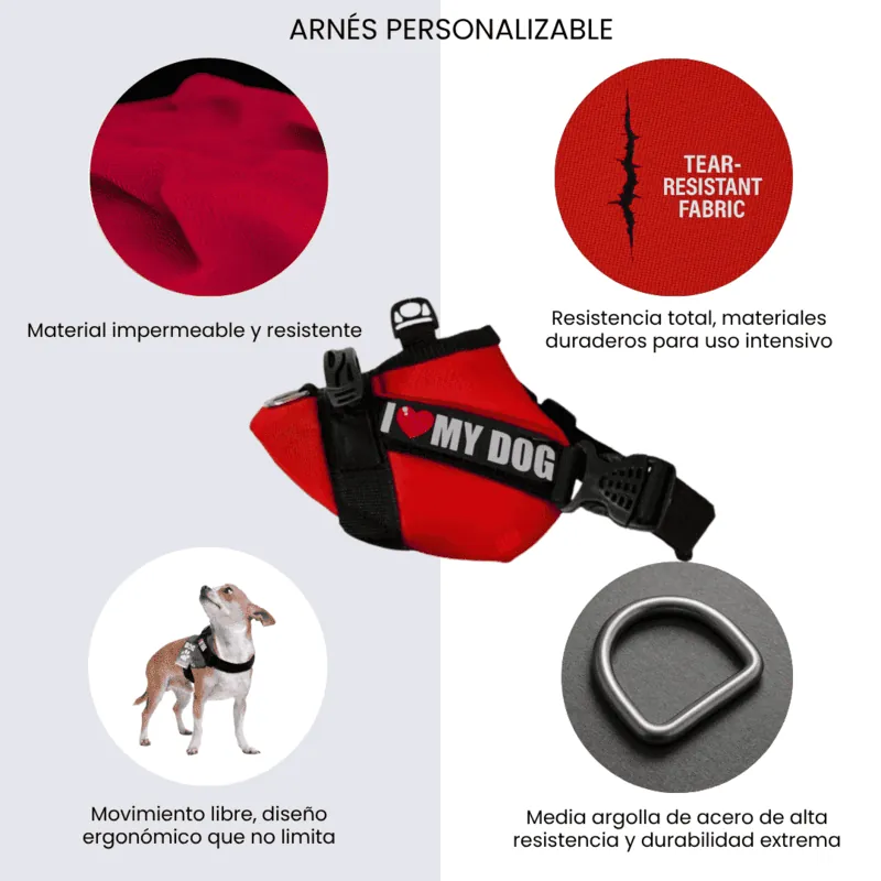 Dogerpilar - Arnés Velcro Rojo