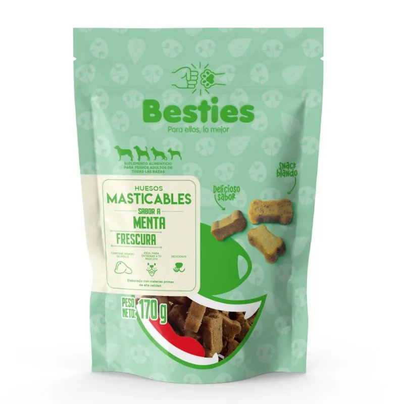 Besties - Huesos Masticables para Perros Sabor Menta