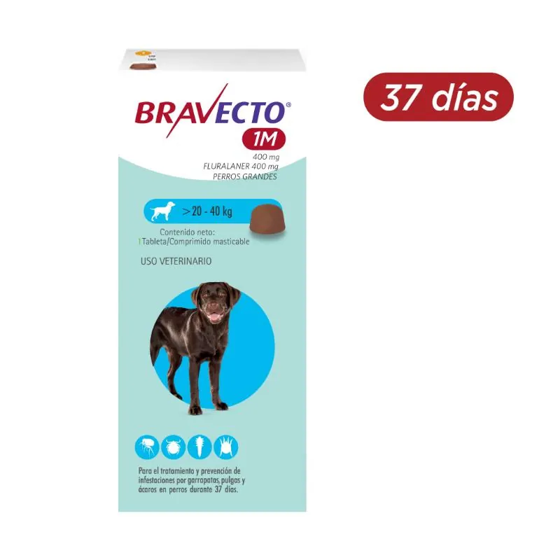 Bravecto 37 Días - Tableta Antipulgas Perros de 20 a 40 KG