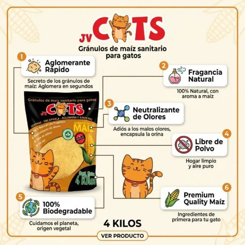Jv Cats - Arena Granulos De Maiz