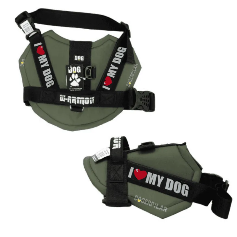 Dogerpilar - Arnés Velcro Verde Militar