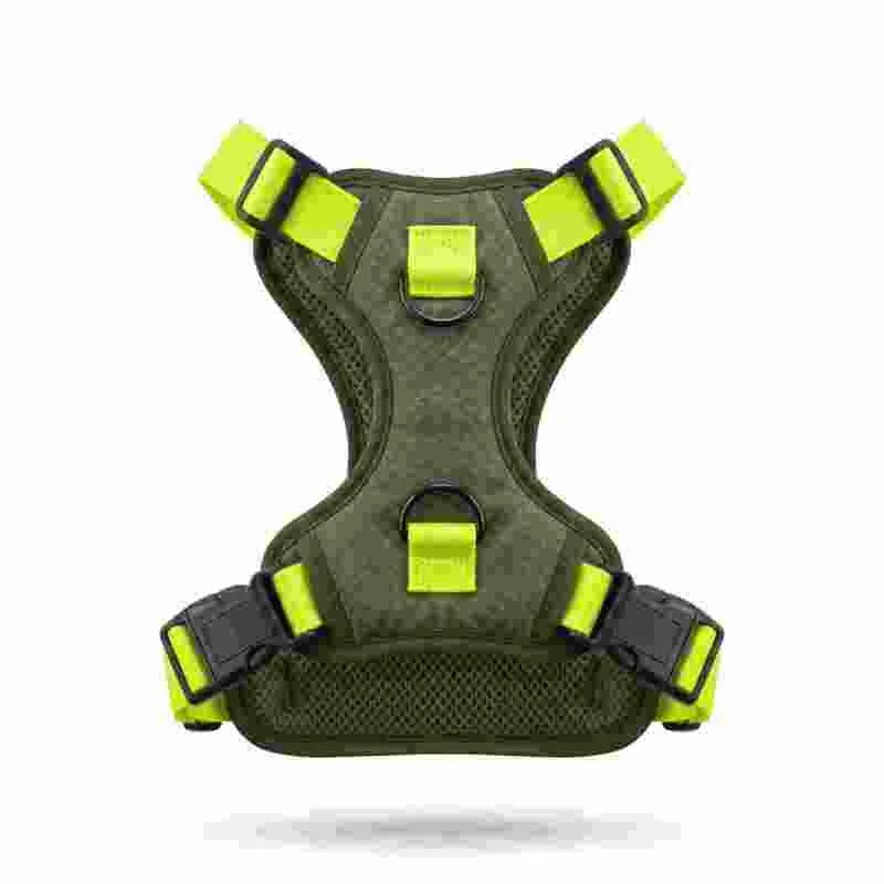 Paw Day - Arnes Essential Verde Militar - Amarillo Neón