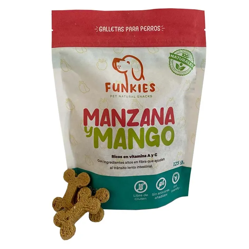 Funkies - Galletas Naturales para Perro Sabor Manzana y Mango