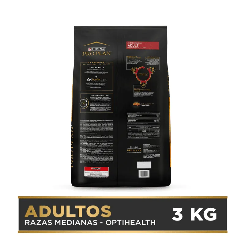 Pro Plan - Adultos razas medianas con OptiHealth Spirulina