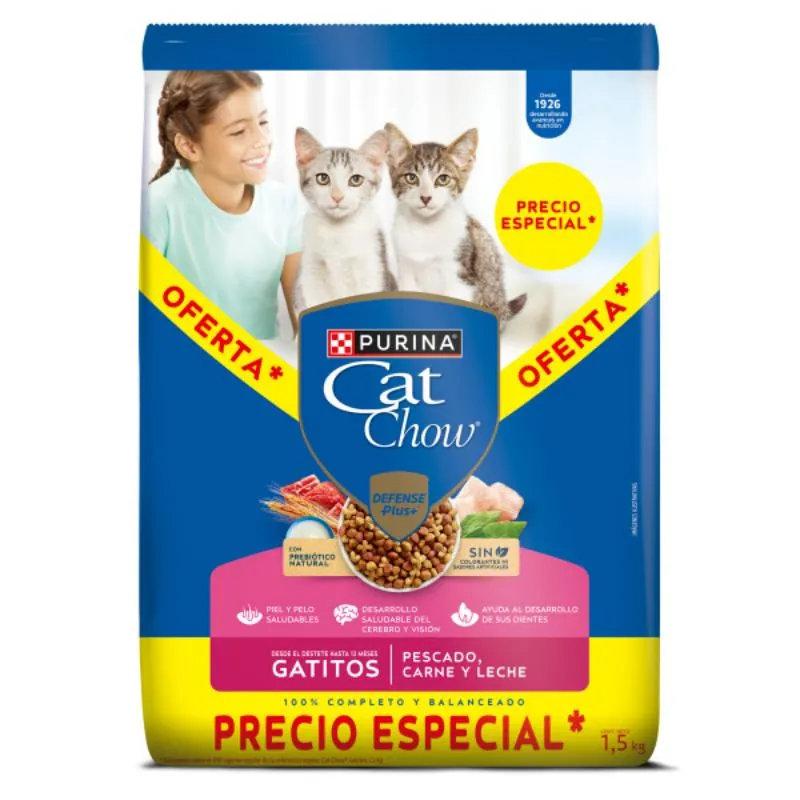 Cat Chow - Gatitos Pescado, Carne y Leche