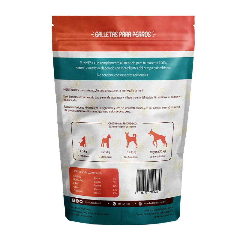 Funkies - Galletas Naturales para Perro Sabor Banano y Papaya