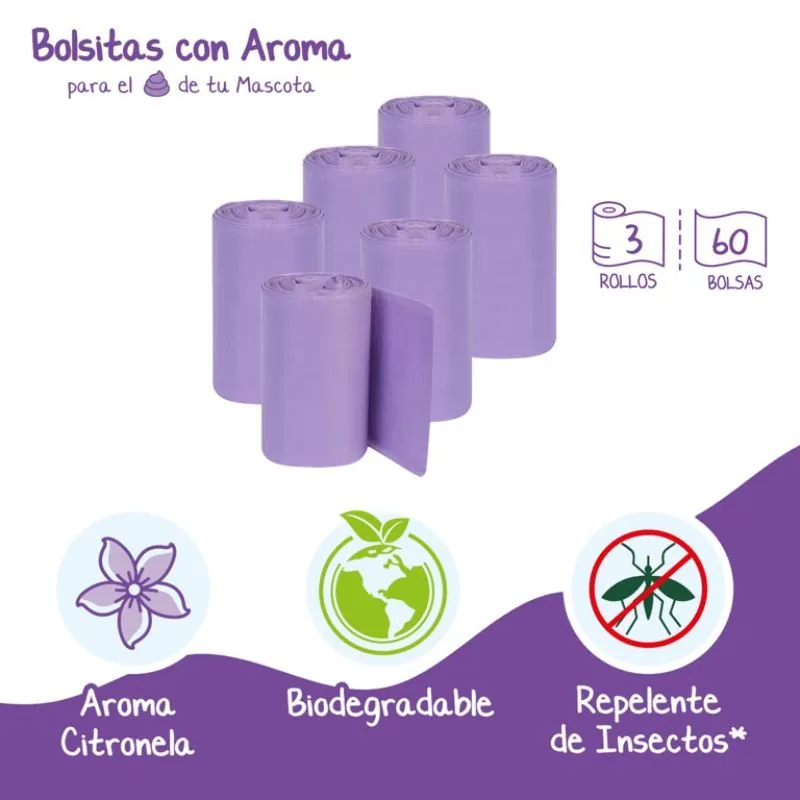 Lets Be Fresh - Bolsas Biodegradables Aroma Citronella 3 Rollos