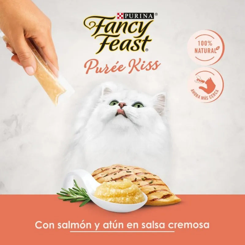 Fancy Feast - Purée Kiss Con Atún y Salmón en Salsa Cremosa