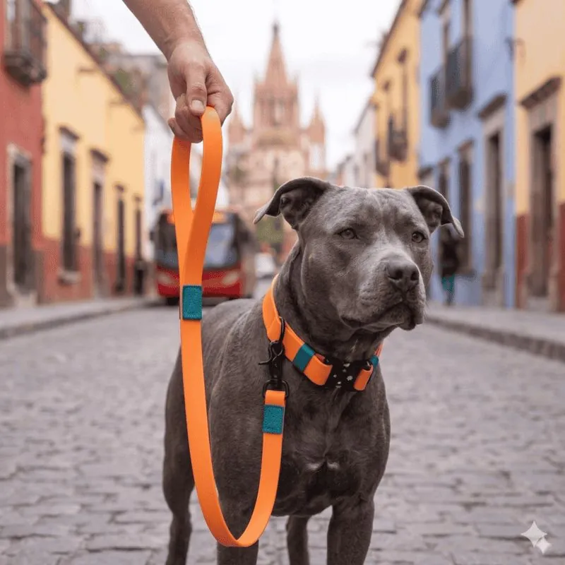 4 Moments - Traílla Pvc Naranja - Verde