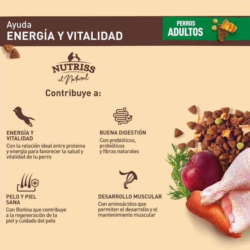 Nutriss - Al Natural Perros Adultos Pollo, Frutas Y Verduras