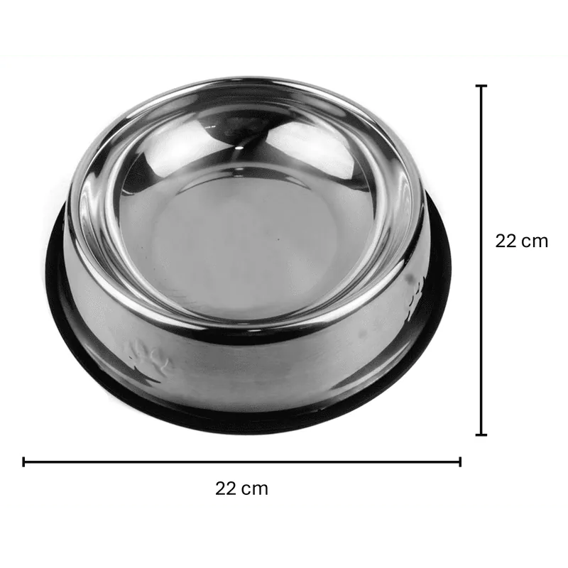 Paw Day - Plato Metalico Goma Antideslizante 22 Cm