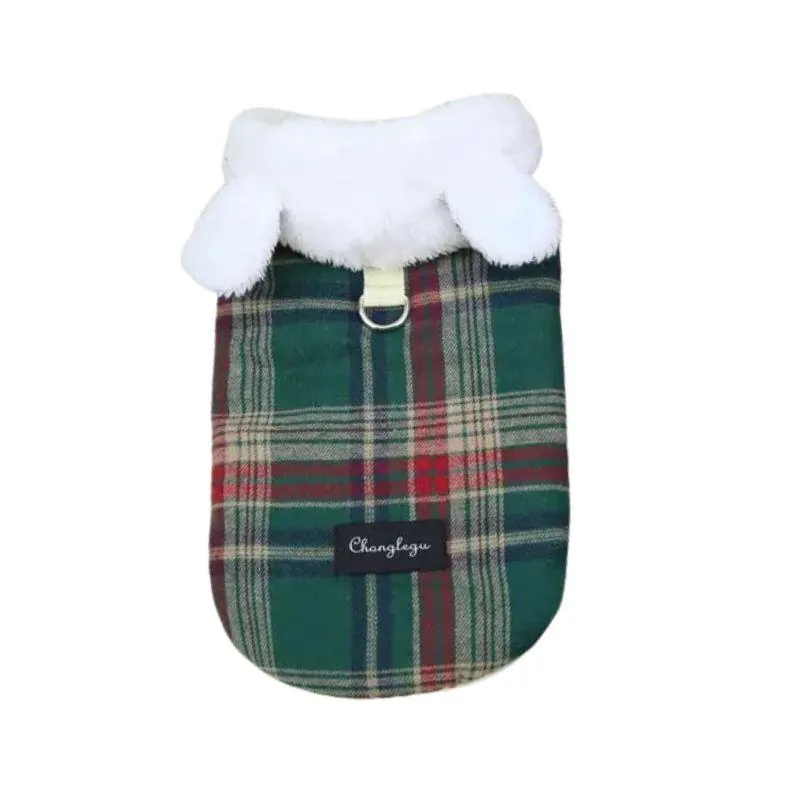 Valentín For Pets - Abrigo De Invierno Cuadros Verde