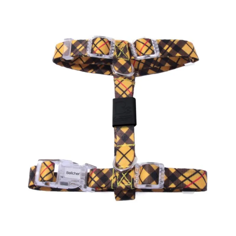 Bellcher - Arnés Tipo H Tartan Mostaza 1.5 Cm