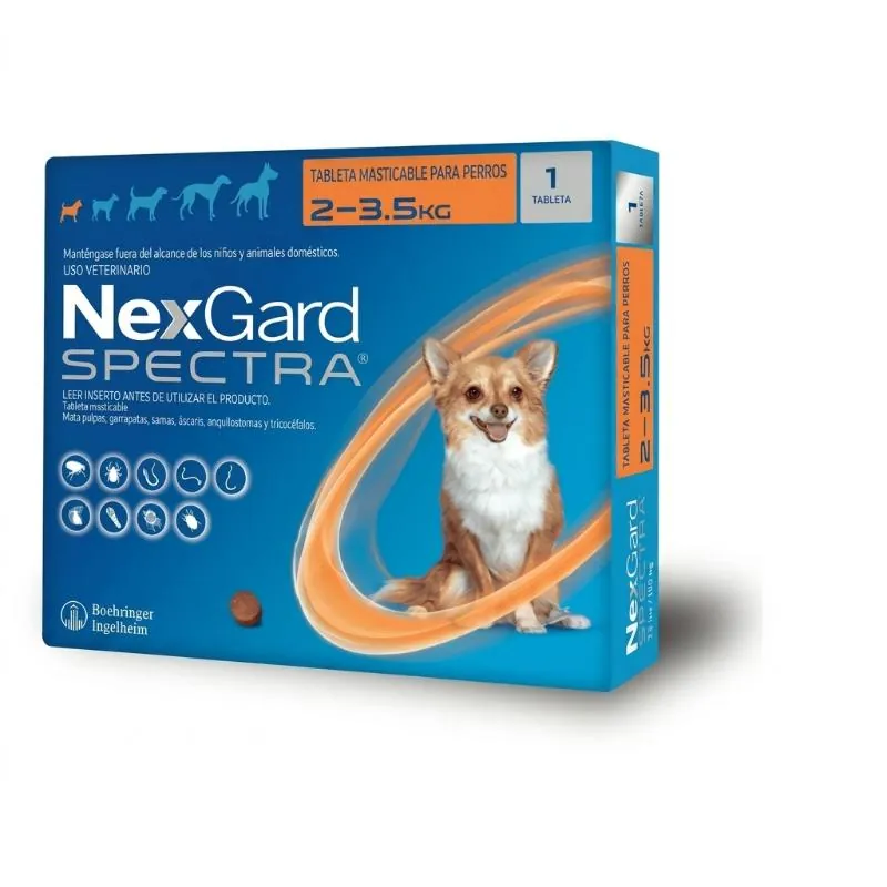 NexGard Spectra - Tableta Masticable para Perros 2 - 3.5 KG
