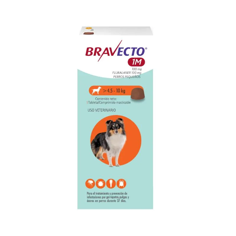 Bravecto 37 Días - Tableta Antipulgas Perros de 4.5 a 10 KG