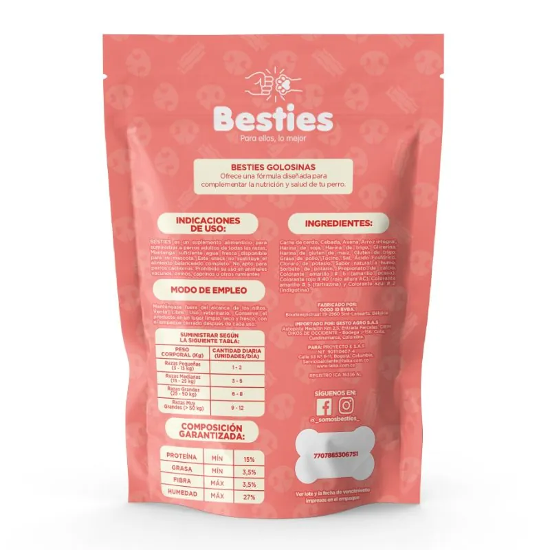 Besties - Golosinas Tiras Suaves para Perros Sabor Tocineta