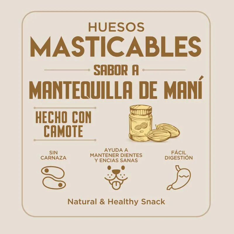 Besties - Huesos Masticables Mini Sabor Mantequilla de Mani