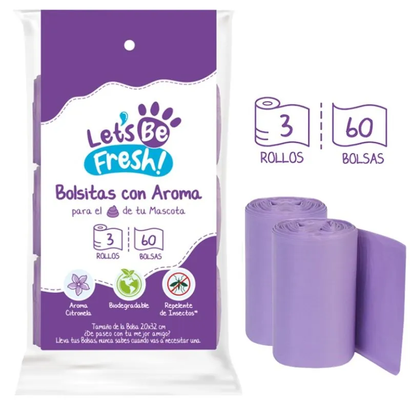 Lets Be Fresh - Bolsas Biodegradables Aroma Citronella 3 Rollos