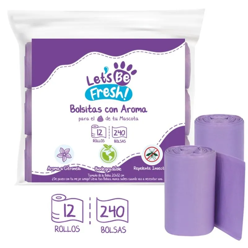 Lets Be Fresh - Bolsas Biodegradables Aroma Citronella 12 Rollos