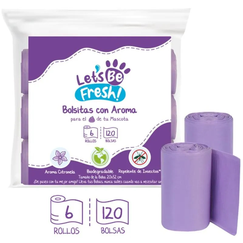 Lets Be Fresh - Bolsas Biodegradables Aroma Citronella 6 Rollos