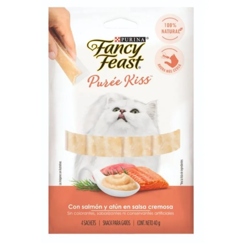 Fancy Feast - Purée Kiss Con Atún y Salmón en Salsa Cremosa
