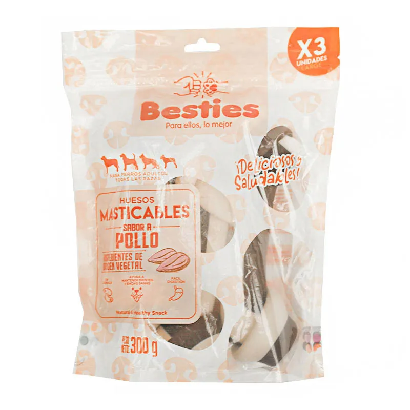 Besties - Huesos Masticables Grandes Sabor Pollo