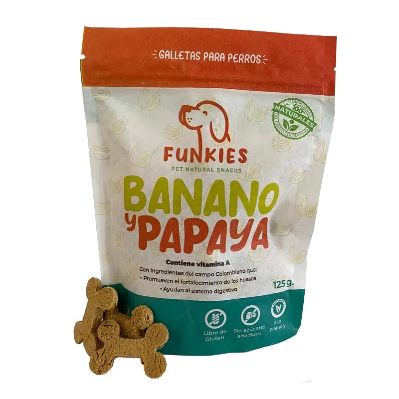 Funkies - Galletas Naturales para Perro Sabor Banano y Papaya